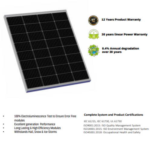Mono Crystalline PERC PV Module  RN1-24S120M16P10B12V 120Wp/12V